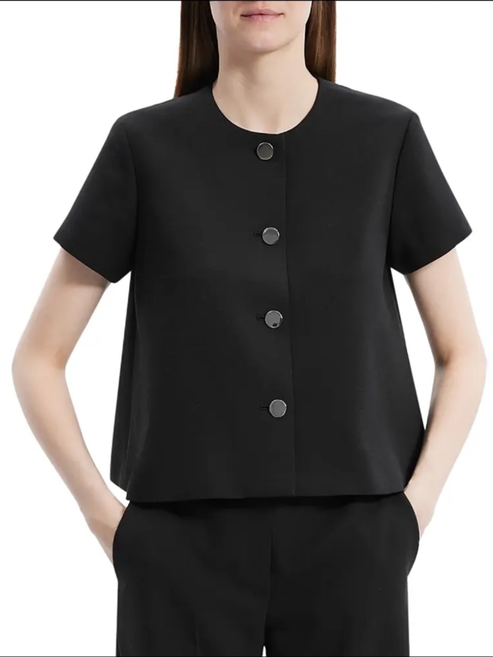 THEORY Chic Black A Line Tailor Top, Blazer, Jacket Shirt NWOT